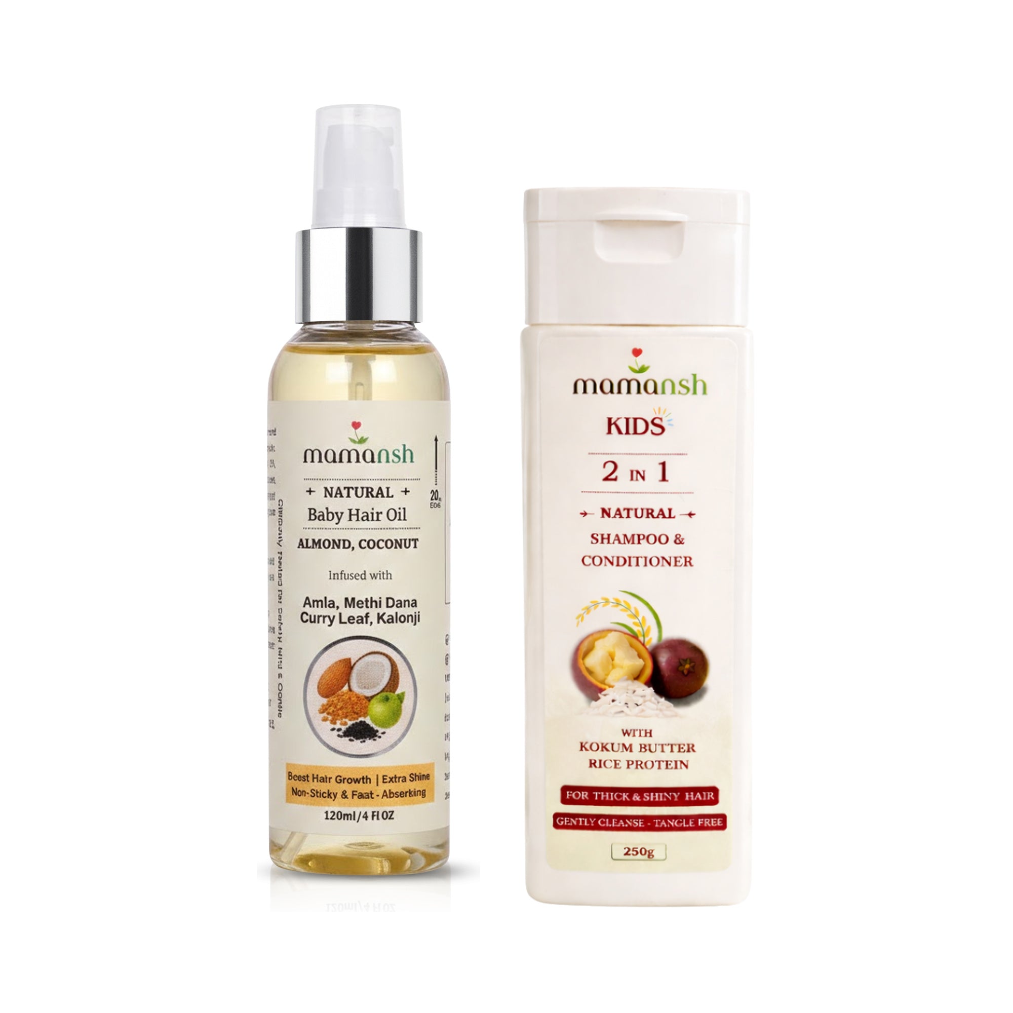 Mamansh Ultimate Hair Care Kit, Baby Hair Oil and Kids Shampoo with Conditioner